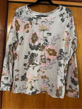 Maurices Cream Floral Sweatshirt with Pink & Brown Flowers